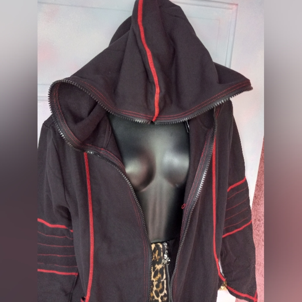 Killstar unisex occult robe hooded jacket duster w/red stitching goth- SOLD@host - Picture 10 of 13